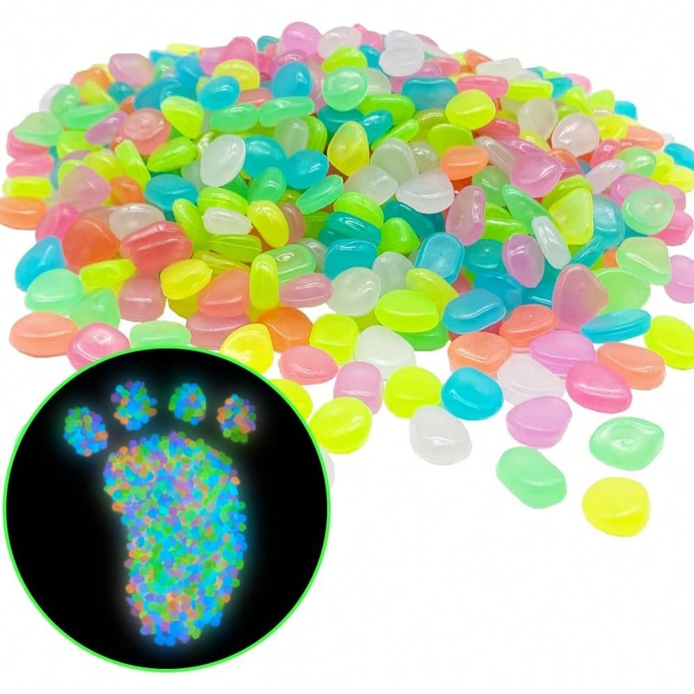 Aquarium Fish Light - 500 PCS Multi-Color Glow Pebbles,Glow Stones,Glowing