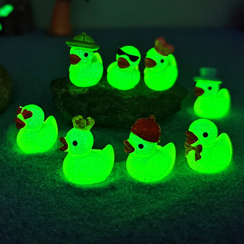 Aquarium Fish Small - 8pcs Luminous Resin Mini Yellow Duckling